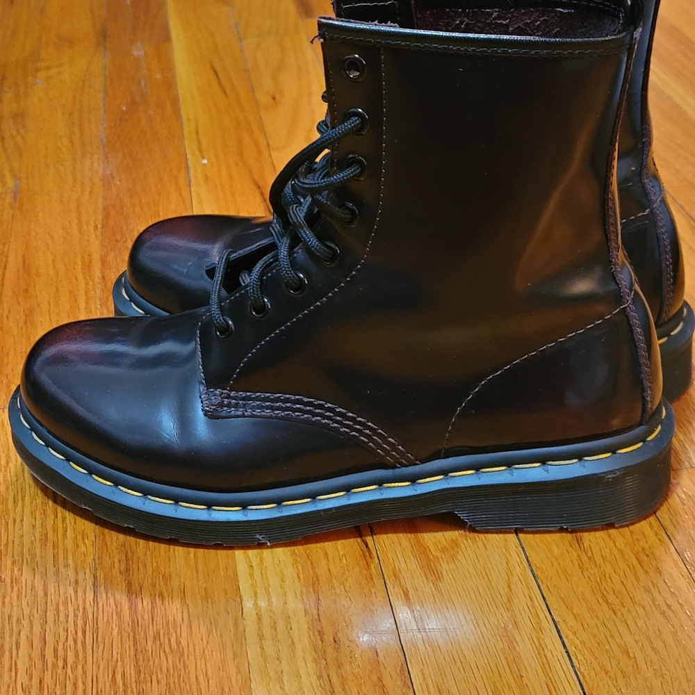 Dr. Martens Women's Burgundy Patent Leather Lace-Up Ankle Boots - Picture 6 of 9